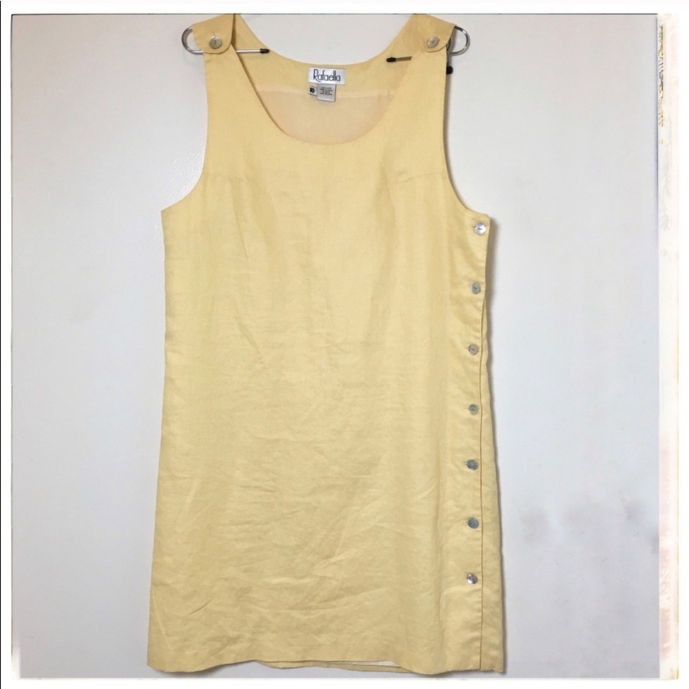 Rafaella 100% Linen Yellow Shift Dress Size 10